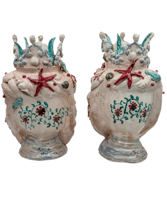 Coppia Teste di Moro / “Re e Regina del Mare” – Ceramica Artigianale Siciliana