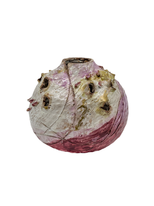 Vaso in ceramica Rosa e Avorio 15 cm h