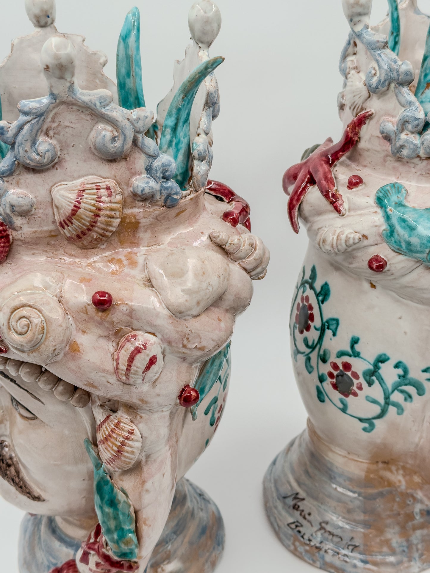 Coppia Teste di Moro / “Re e Regina del Mare” – Ceramica Artigianale Siciliana